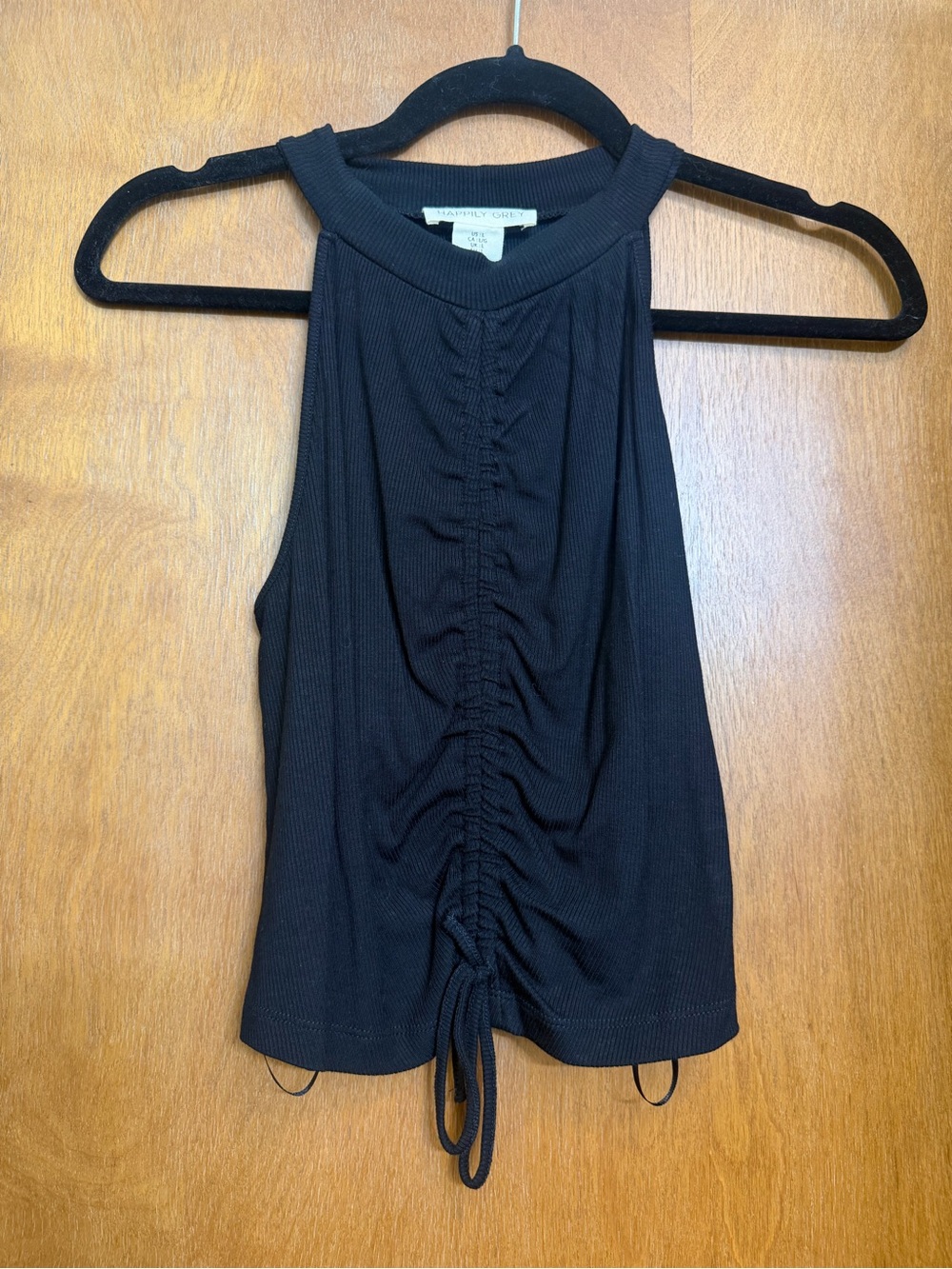 Ruched Black Tank Top